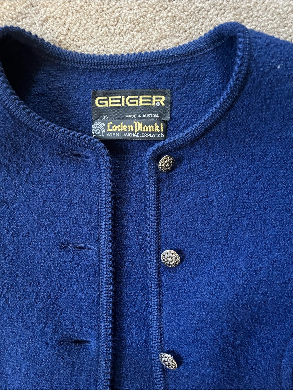Vintage Blue Wool Button-Front Jacket - Picture 6 of 9